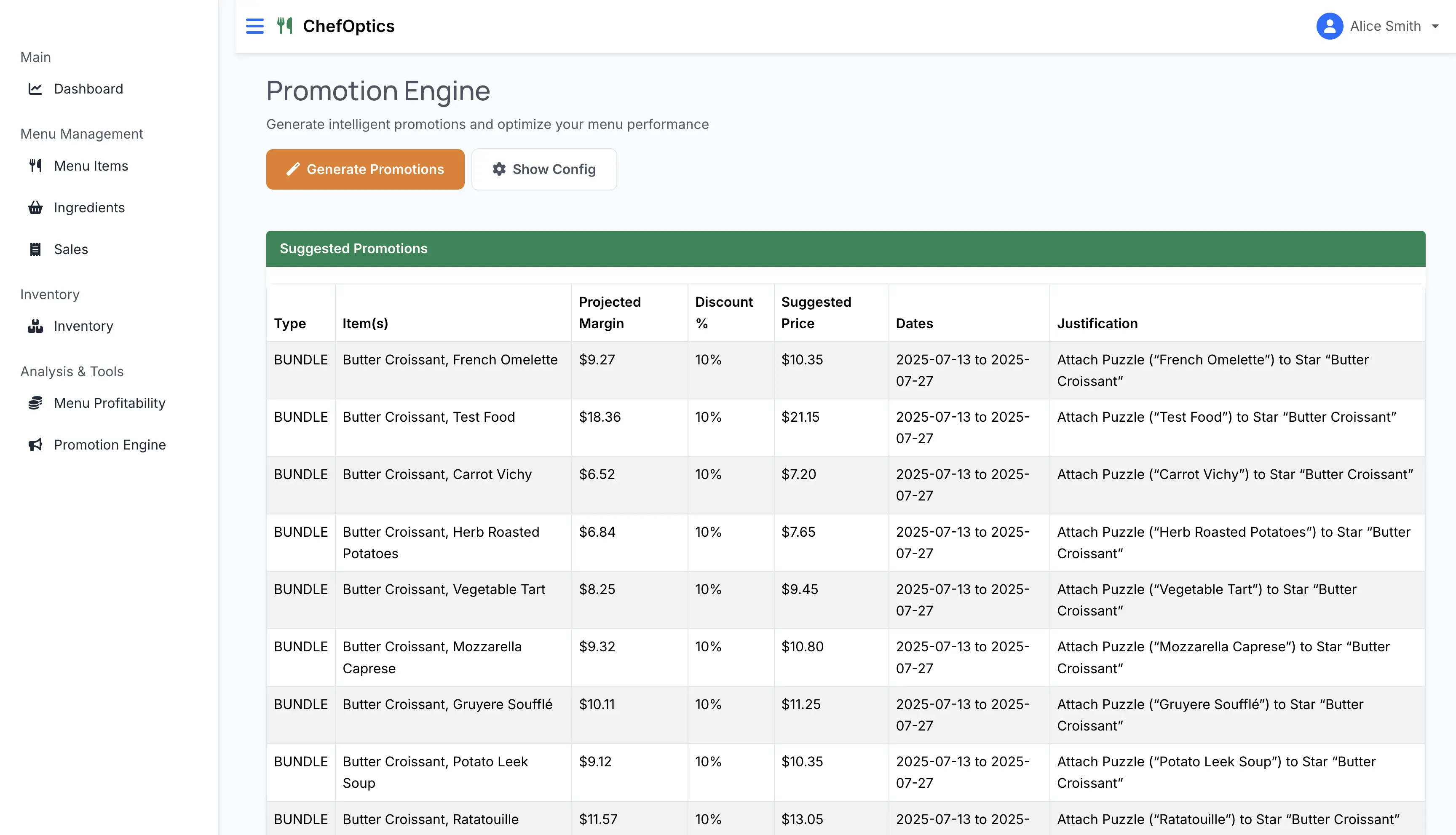 Promotion Engine Interface